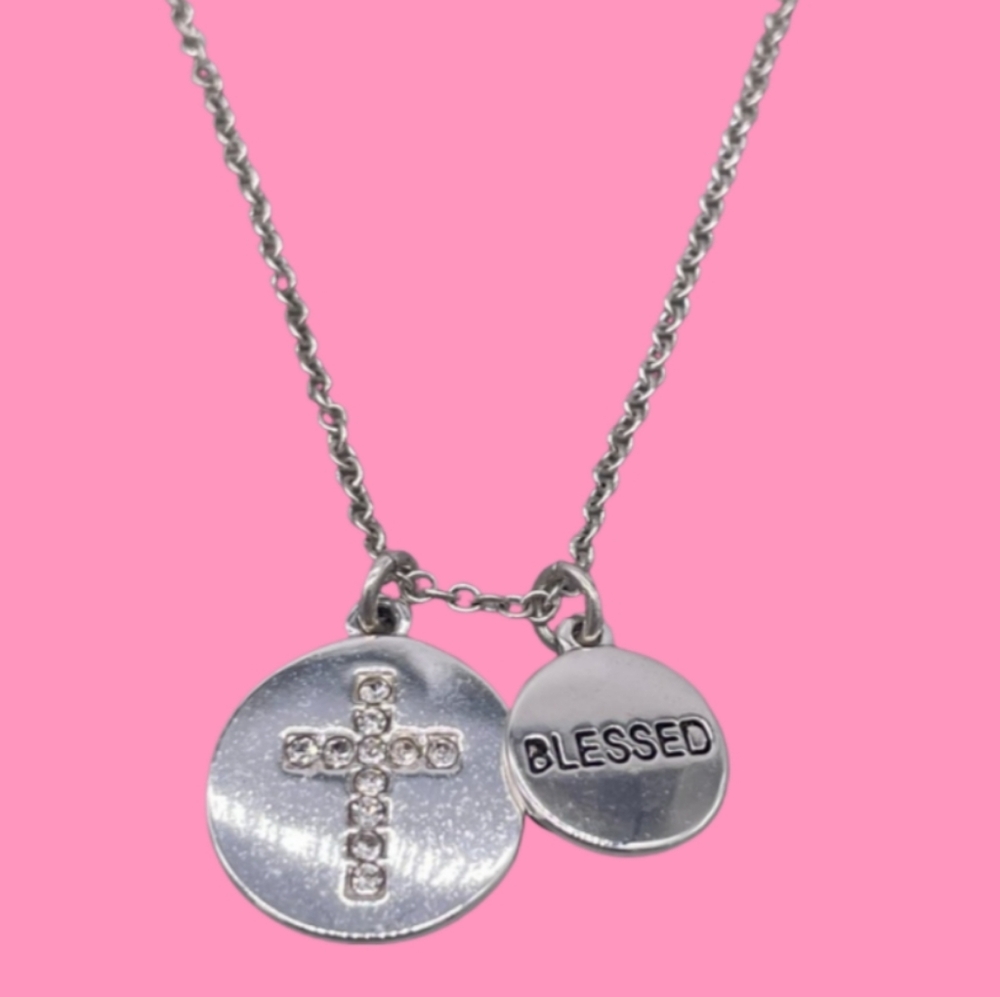 Cross with Blessed Script  Pendants on Gold Vermeil Chain